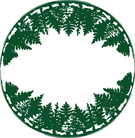 Silhouettes of trees inside a circle. In the eco style.の写真素材