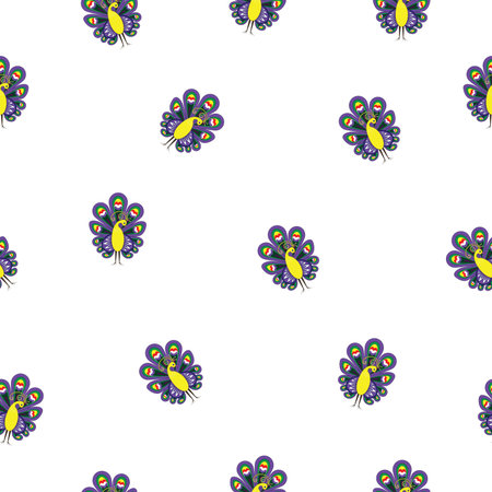 Pattern - peacock on a white background. Vector drawing.の写真素材