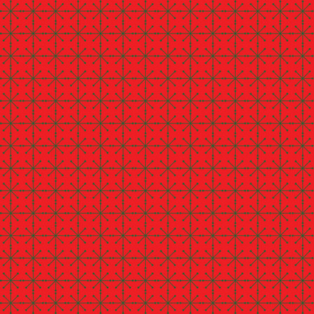 Pattern - red snowflakes on a green background in a square arrangement.の写真素材