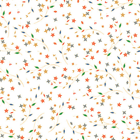 Pattren are multi-colored flowers on golden stems. Geometric, isometric.の写真素材