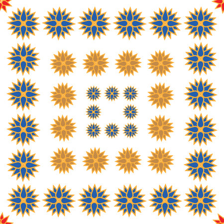 Geometric luxury pattern. Squares of gold flowers.のイラスト素材