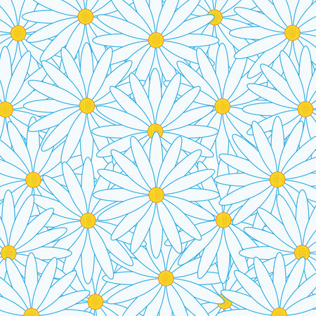 Pattern - chamomile flowers in a solid carpet.のイラスト素材
