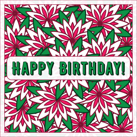 Postcard - Congratulations! Yellow background flowers, green letteringのイラスト素材