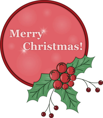 Round greeting card with the inscription Merry Christmas!のイラスト素材