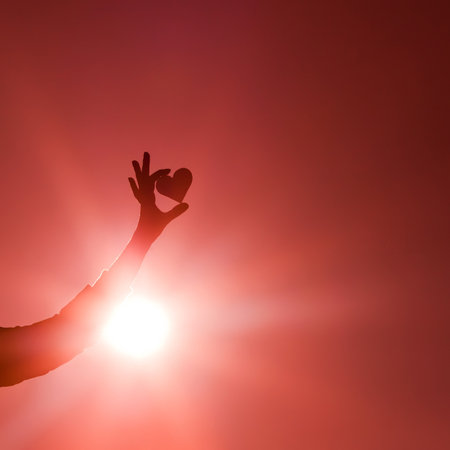 The heart silhouette in handの写真素材