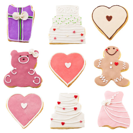cookies for Valentines Day over whiteの写真素材