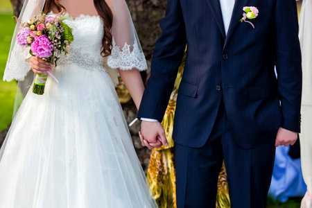 bride and groom on wedding ceremonyの写真素材