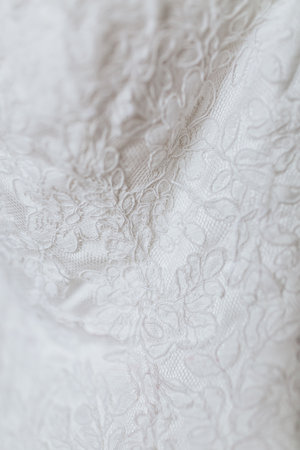 White Wedding dress in high detail, macroの写真素材