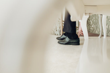 Grooms shoes. Selective focus.の写真素材