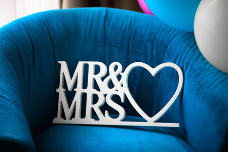 Beautiful wedding Mr and Msr label with heart
