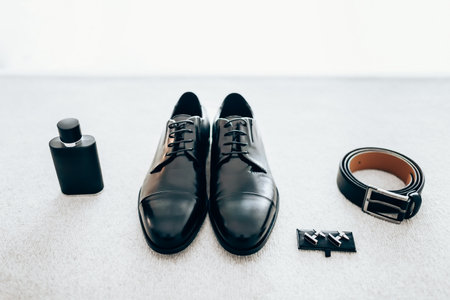 Gentleman accessories. Stylish grooms set.の写真素材