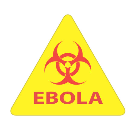 Ebola Biohazard virus danger sign with reflect and shadow on white background. Isolated vector warning symbol.のイラスト素材