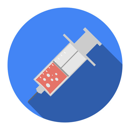 syringe Flat Blue Simple Icon with long shadow, isolated on white background,のイラスト素材