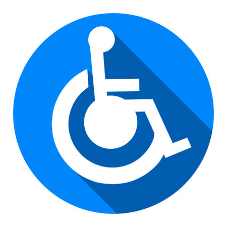 cripple Flat Blue Simple Icon with long shadow, isolated on white background,のイラスト素材