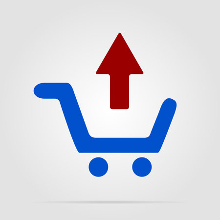 shopping cart Flat Blue Simple Icon with long shadow,のイラスト素材