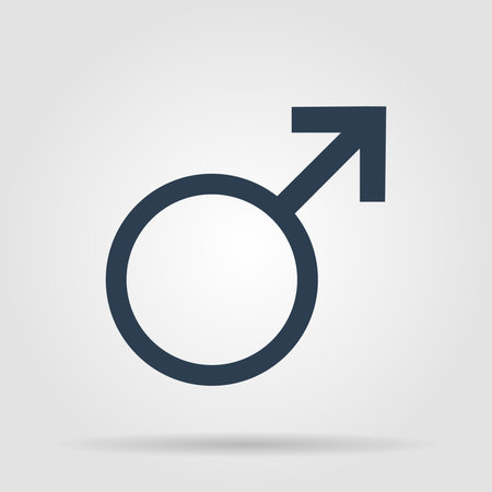 Male sign icon. Male sex button. Circle flat button with shadow.のイラスト素材