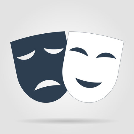 Theater icon with happy and sad masks. VECTOR illustration.のイラスト素材