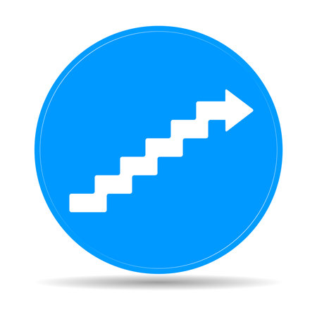 staircase symbol on blue background. Flat vectorのイラスト素材
