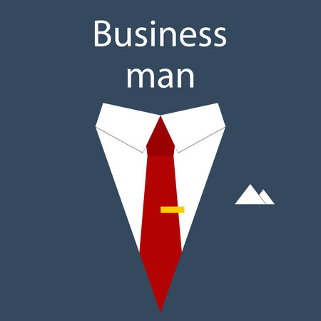 Flat design modern vector illustration poster concept of businessman suit with sample text symbolizing success leader person. Isolated on stylish color background.のイラスト素材