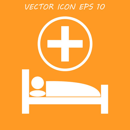 hospital bed, flat Illustrationのイラスト素材