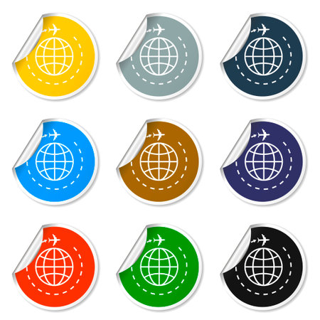 Globe and plane travel icon. Vector  のイラスト素材