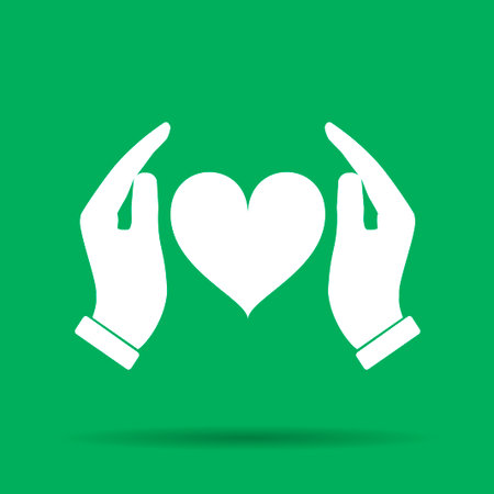 Vector icon - hands holding heart. Flat design styleのイラスト素材