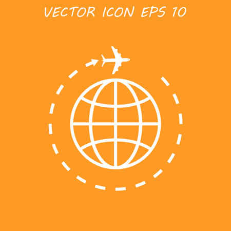 Globe and plane travel icon. Vector  Eps 10のイラスト素材