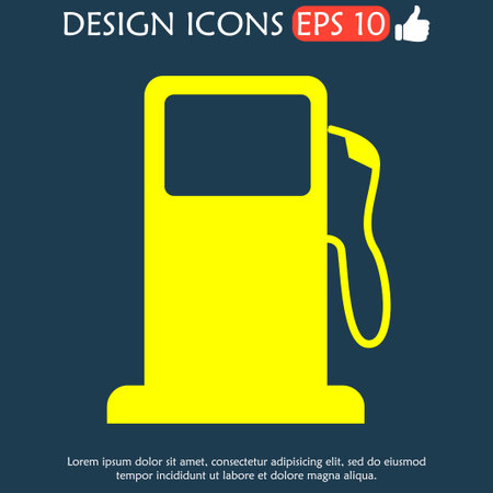 Gasoline pump nozzle sign. Gas station icon. Flat design style.のイラスト素材