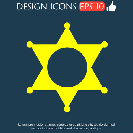 Sheriff star. Flat web icon or sign isolated.のイラスト素材