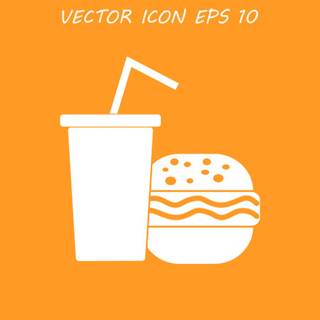 burger and paper cup with a drink. symbol of fast food.のイラスト素材