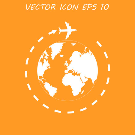 Globe and plane travel icon. のイラスト素材