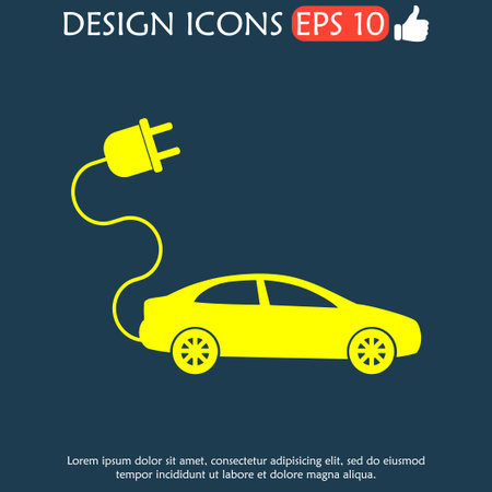 electric car icon. Flat design style eps 10のイラスト素材