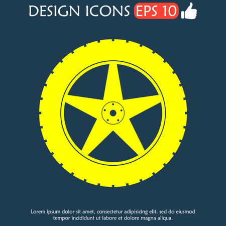car wheel vector icon. Flat design style eps 10のイラスト素材