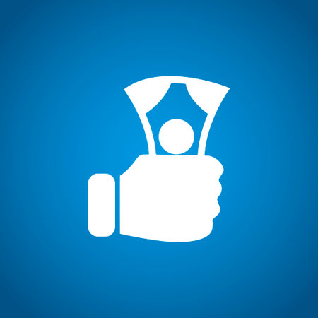 hand holding money icon. Flat design style のイラスト素材