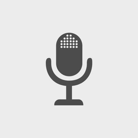 microphone web icon, flat design vector のイラスト素材