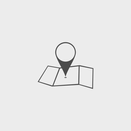Map with pointer icon. Flat design styleのイラスト素材
