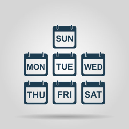 Illustration of Realistic Vector Calendar Icon made in Trendy Flat Style. Set of Every Day of a Week Calendar Icons.のイラスト素材