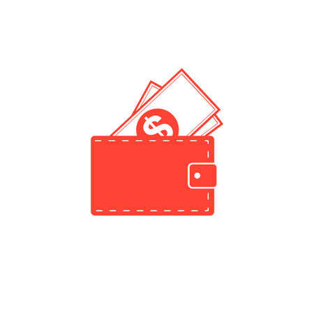 Wallet with dollars icon. Flat design style のイラスト素材