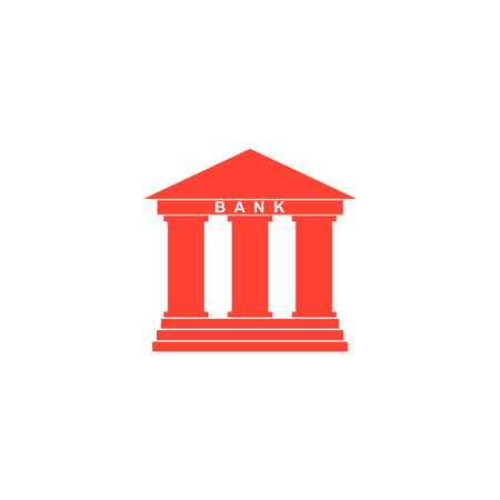 Bank icon in flat style with the building facade with three pillars illustrationのイラスト素材