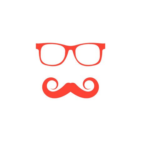 Mustache and Glasses vector icon. Flat のイラスト素材