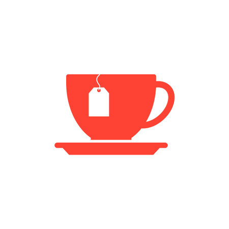 cup with tea bag . Flat design style のイラスト素材