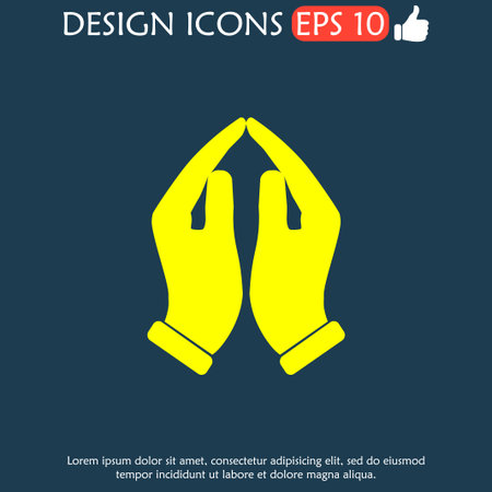Praying hands icon, vector illustration. Flat design styleのイラスト素材