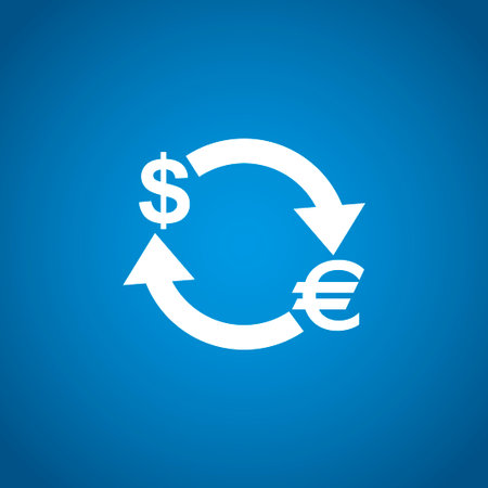 Money convert icon. Euro Dollar. Flat design styleのイラスト素材