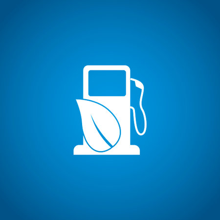 Gas station with leaves icon. Flat design style.のイラスト素材