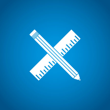 Pencil with ruler icon. Flat design style.のイラスト素材