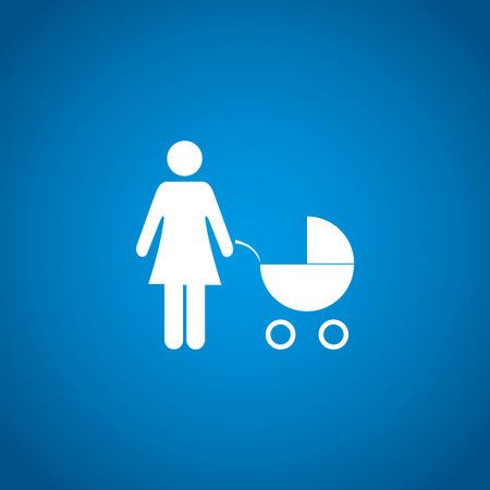 Woman with pram pictogram flat icon. design style eps 10のイラスト素材