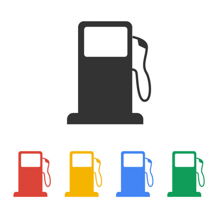 Gasoline pump nozzle sign. Gas station icon. Flat design style.のイラスト素材