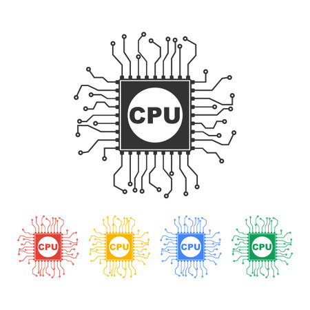 Circuit board  icon. Technology scheme square symbol.のイラスト素材
