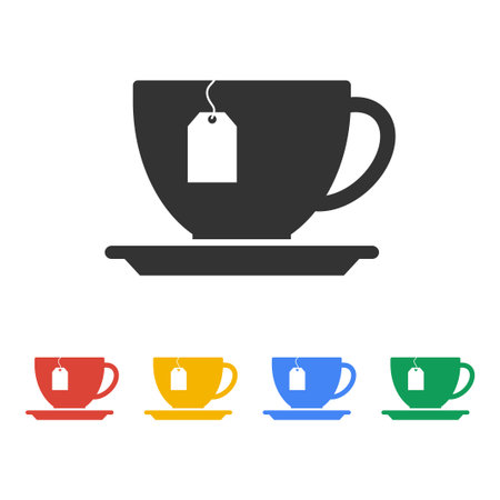 cup with tea bag . Flat design style eps 10のイラスト素材