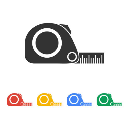 Tape measure icon. Roulette construction  simbol. Flatのイラスト素材